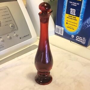 Vintage Avon Ruby Red Glass Perfume Bottle 8.” w/stopper Cotillion Cologne